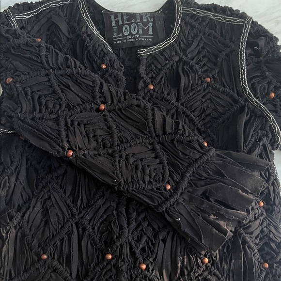 Vintage Free People Black Fringe Crochet Jacket - Picture 12 of 12